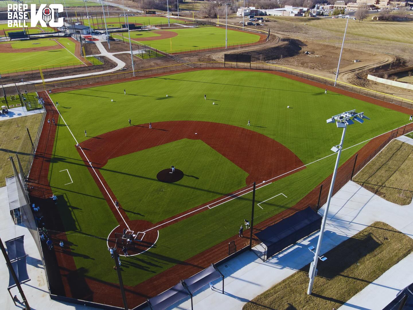 Aerial view of a baseball field in the Kansas City metro